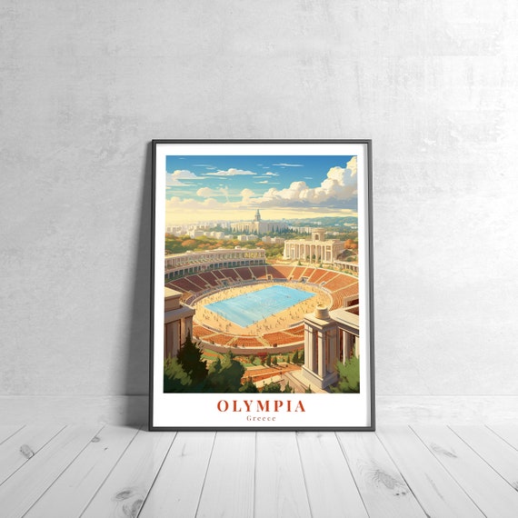 Olympia Vintage Travel Poster Retro Greece Art Print Colorful Home Decor Wall Unique Gift