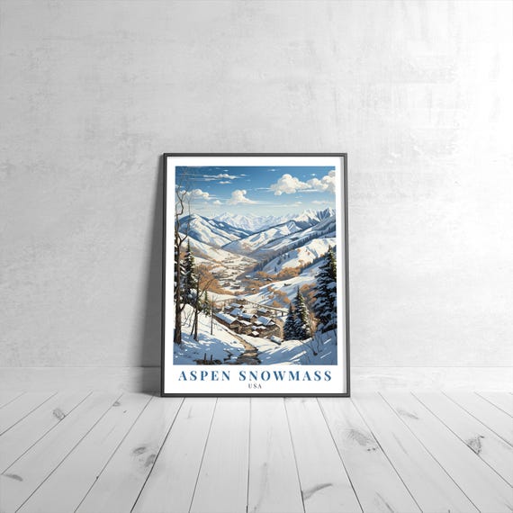 Aspen Snowmass Vintage Travel Poster Retro Usa Art Print Colorful Home Decor Wall Unique Gift