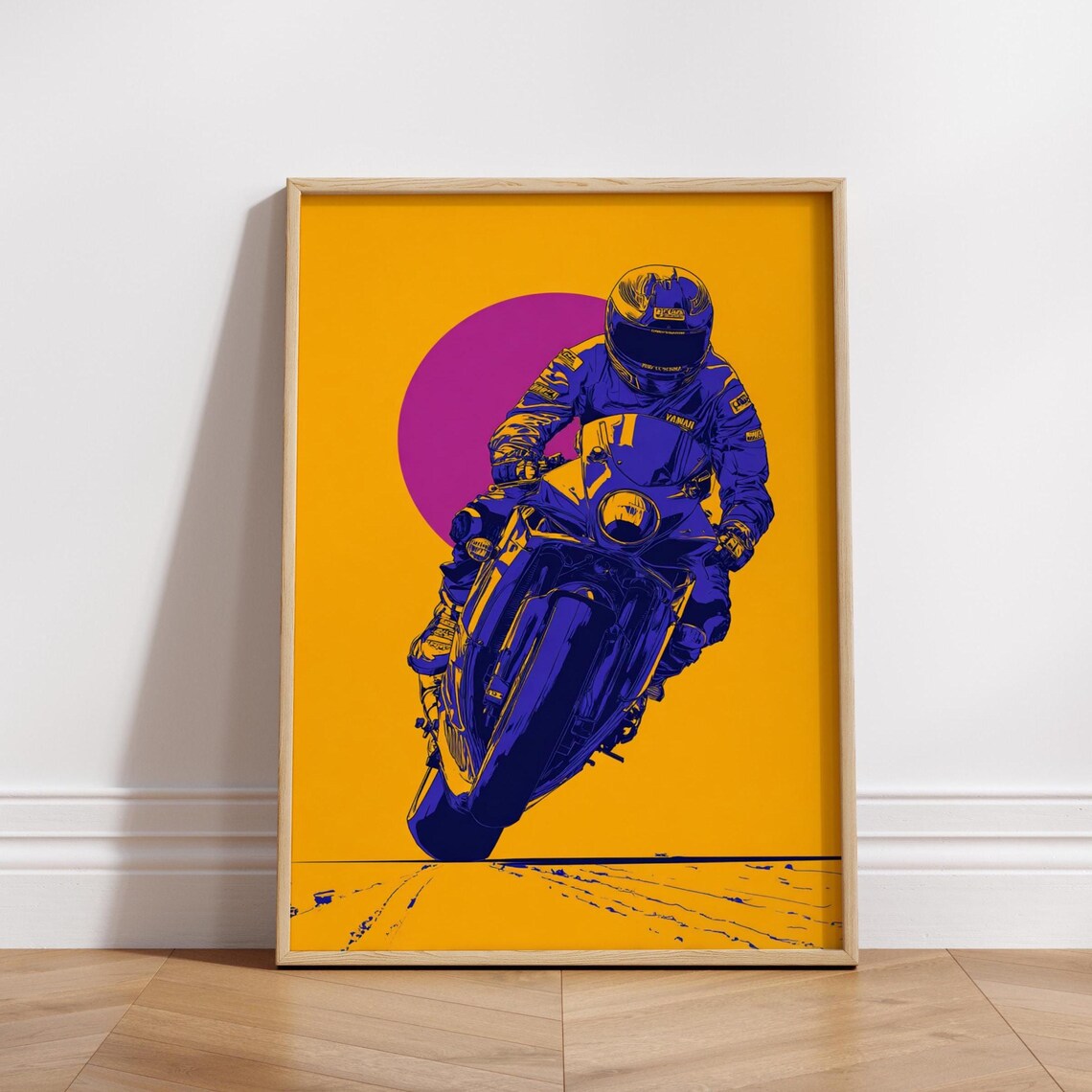 Motorcycle Racing Poster Retro Sportbike Art For Garage Man Cave