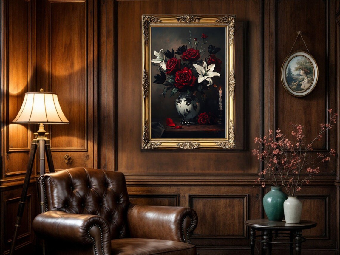 Vintage Oil Painting Floral Bouquet, Romantic Fine Art - Image 2