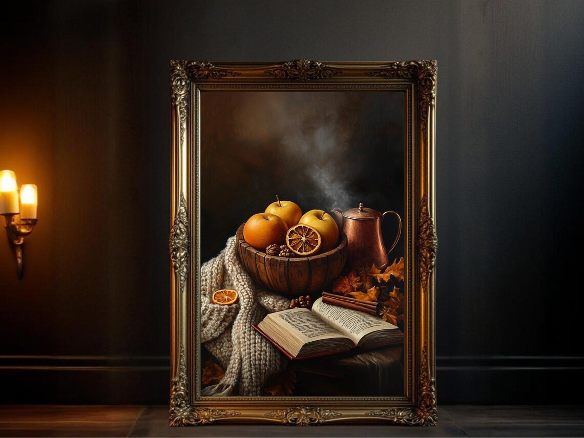 Rustic Kitchen Still Life, Autumn Harvest Art Print