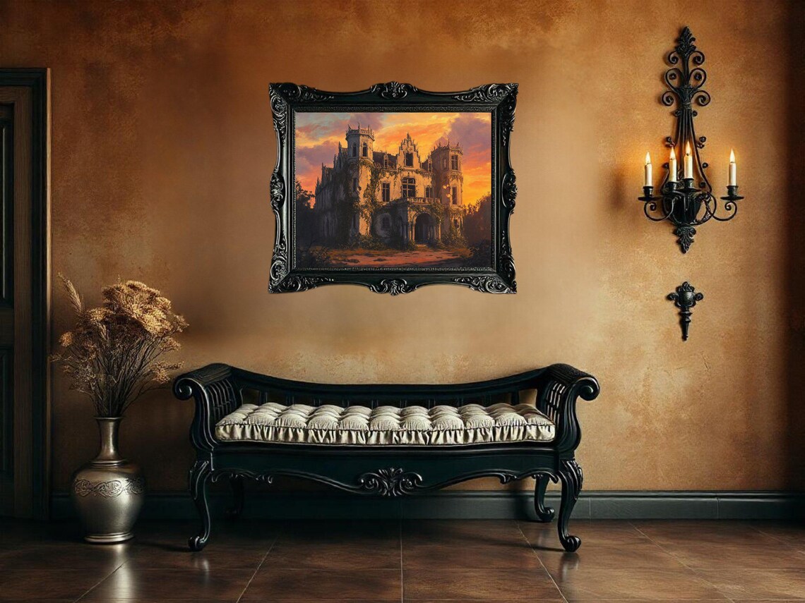 Haunted Castle, Spooky Gothic Landscape Art Print - Image 2