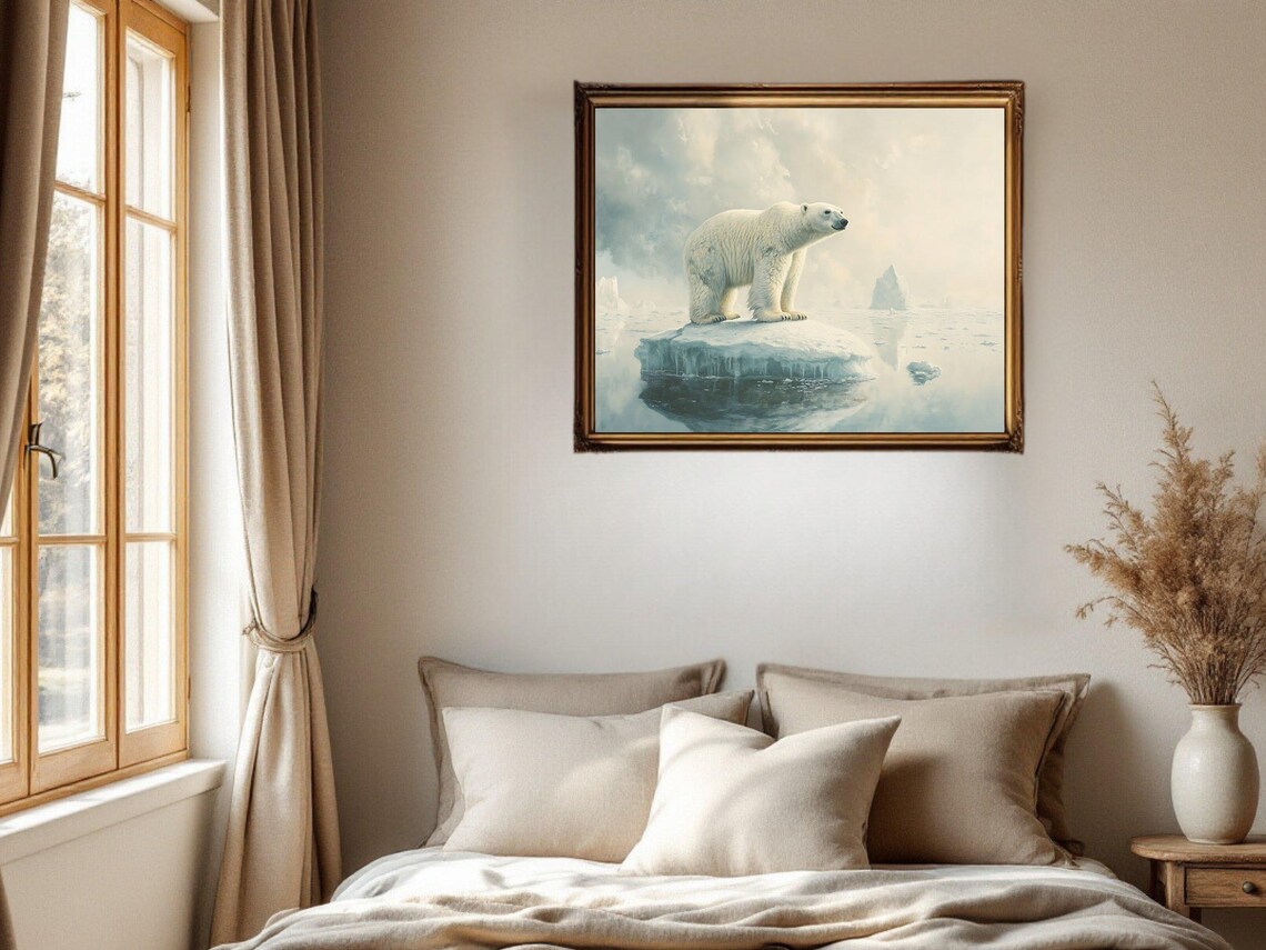 Polar Bear Arctic Scene, Wildlife Landscape Print - Image 2