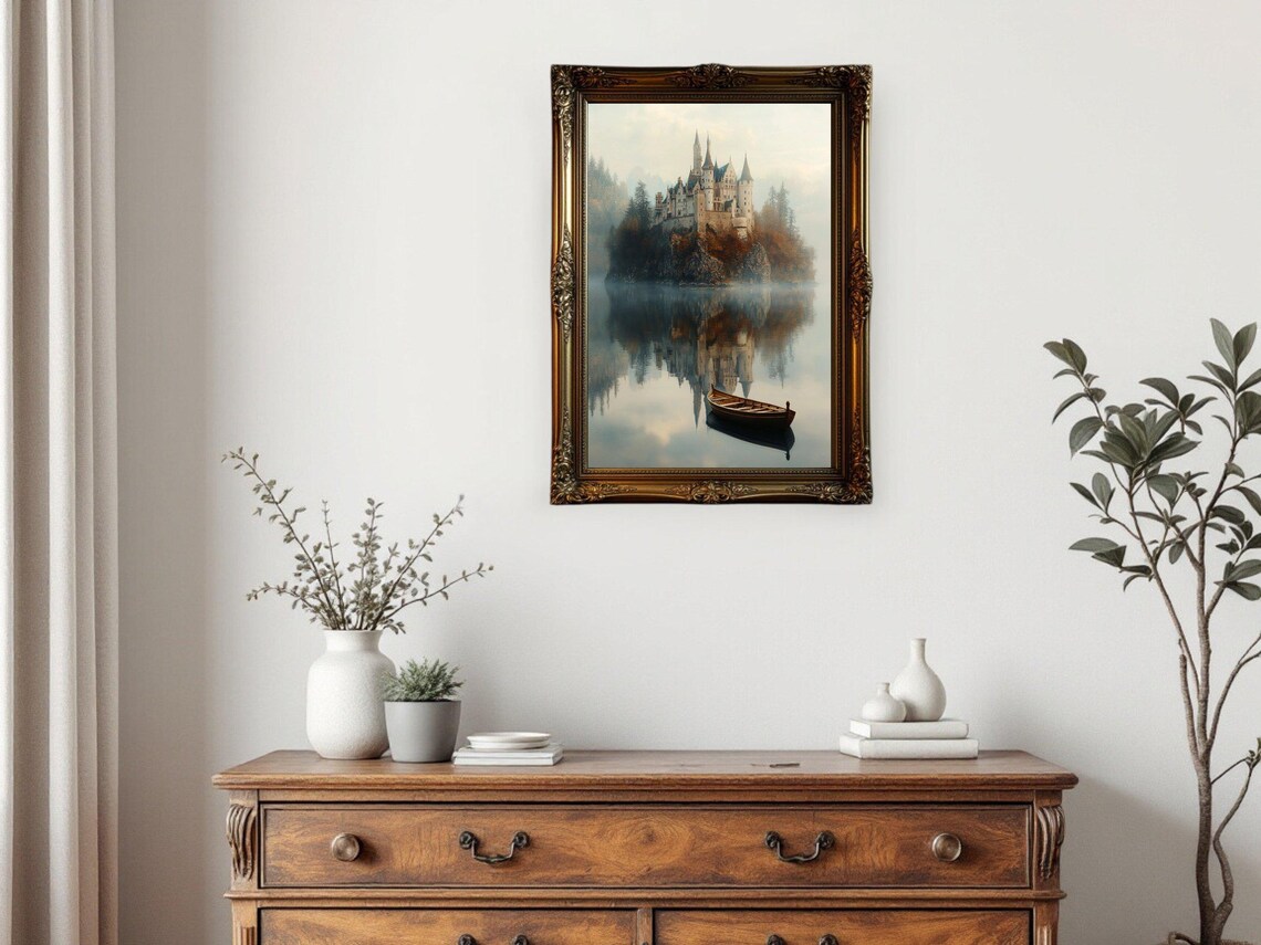 Dreamy Castle And Reflective Lake, Mystical Landscape - Image 3
