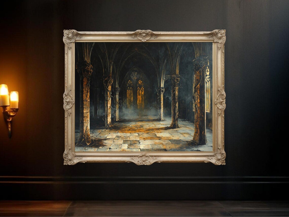 Gothic Abandoned Cathedral, Dark Fantasy Art Print