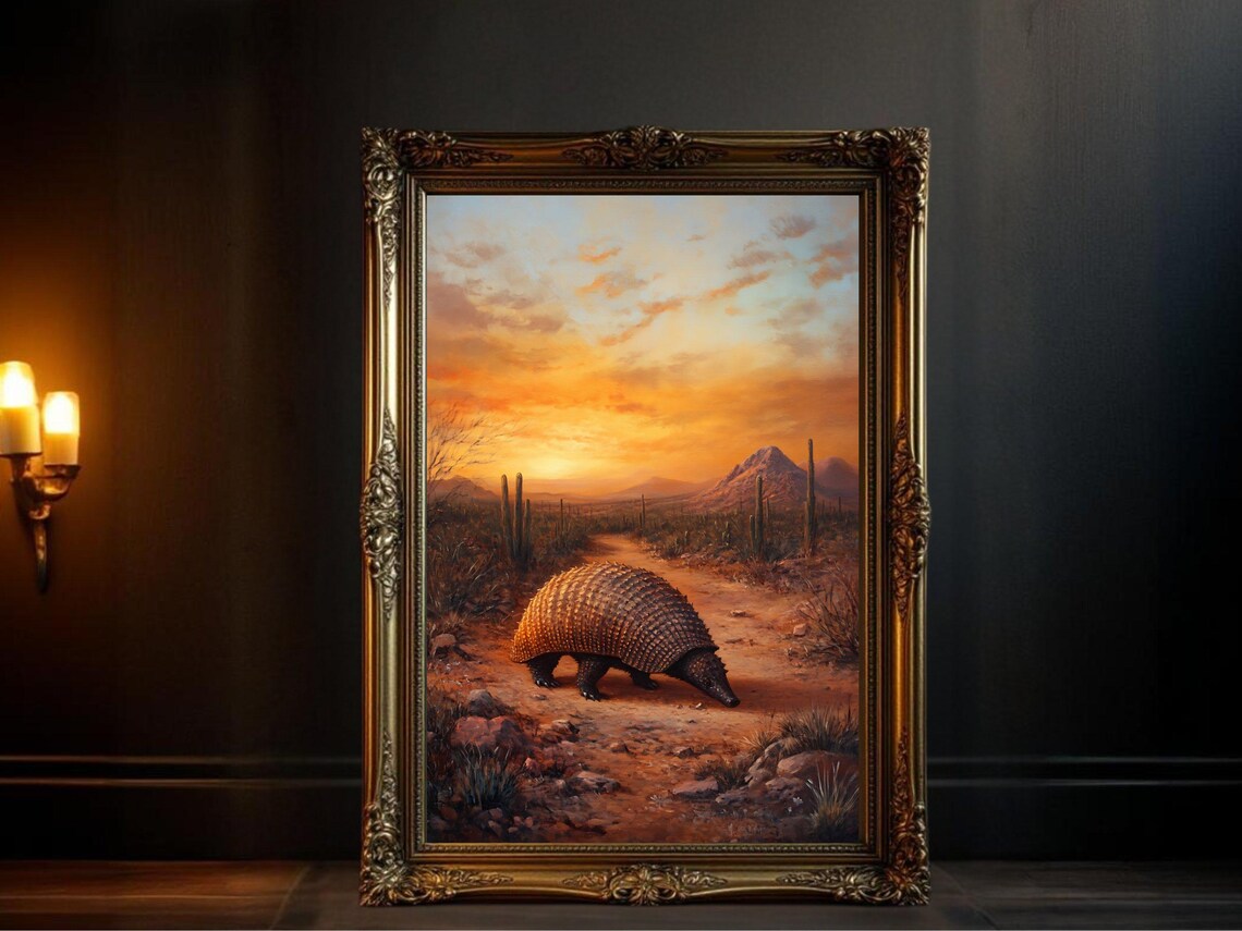 Armadillo Desert Sunset, Southwestern Landscape Art Print