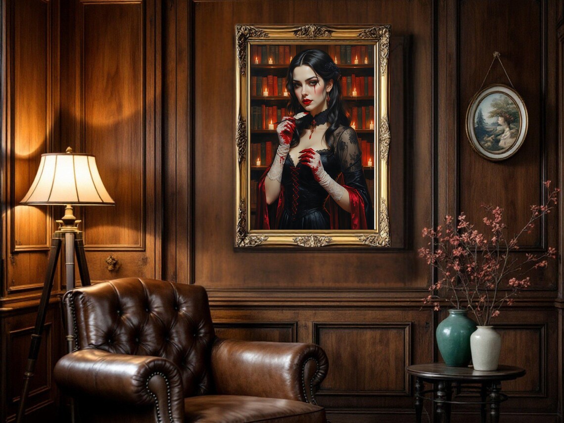 Gothic Vampire Halloween Decor, Dark Fantasy Poster - Image 3