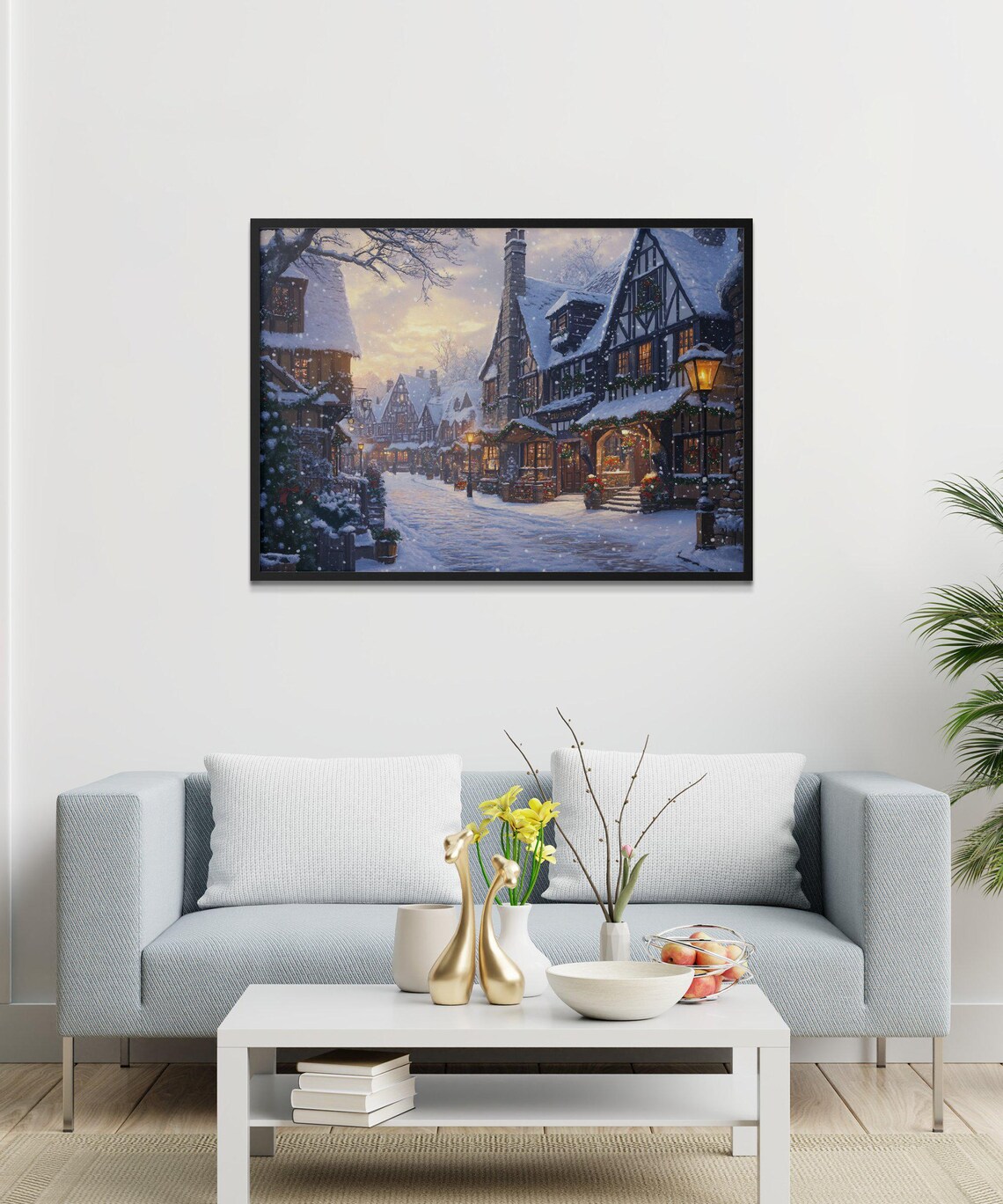 Charming Winter Village Scene, Festive Christmas Townscape - Image 3