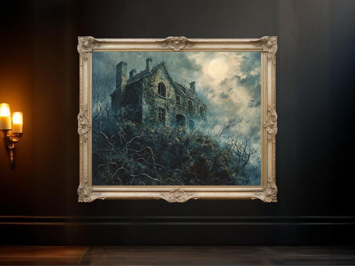 Haunted House Gothic Creepy Spooky Night Scene
