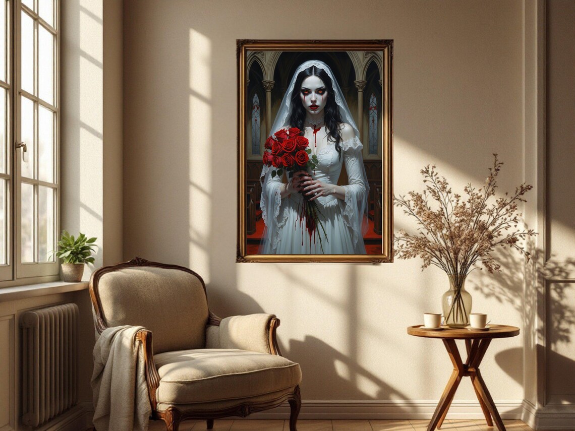 Gothic Bride Vampire, Dark Fantasy Art Print - Image 2