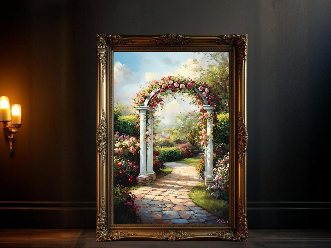 Romantic Garden Archway, Elegant Floral Scene