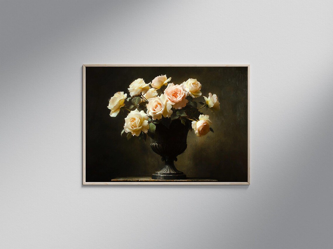 Elegant Floral Vintage Rose Blossom Still Life Print