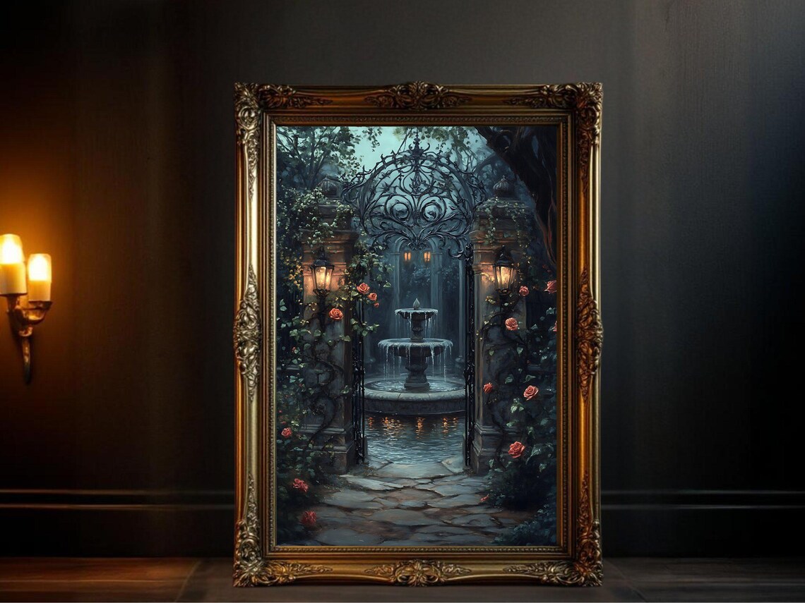 Enchanted Garden Mystical Fountain, Fairy Tale Scene