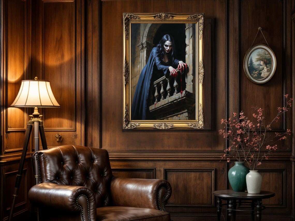 Gothic Vampire Art Print, Spooky Halloween Decor - Image 3
