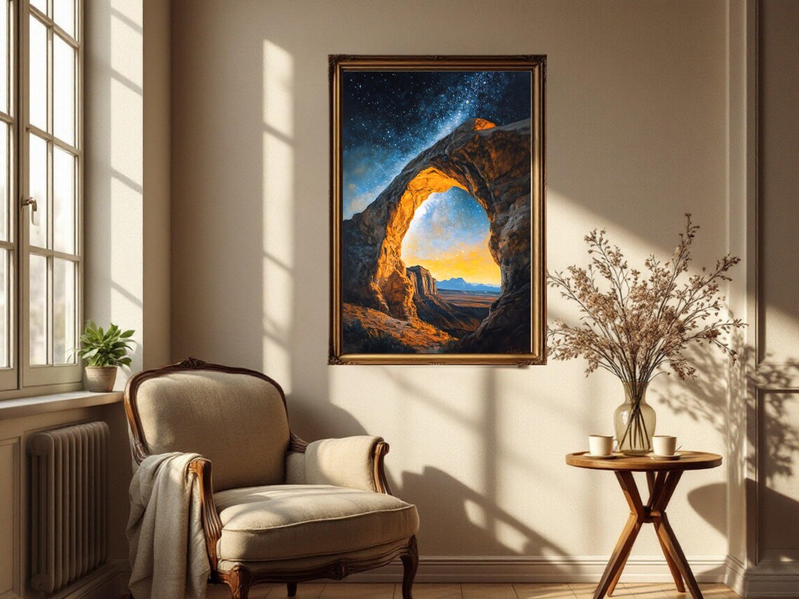 Starry Night Sky Over Mountain Arch, Scenic Nature - Image 3