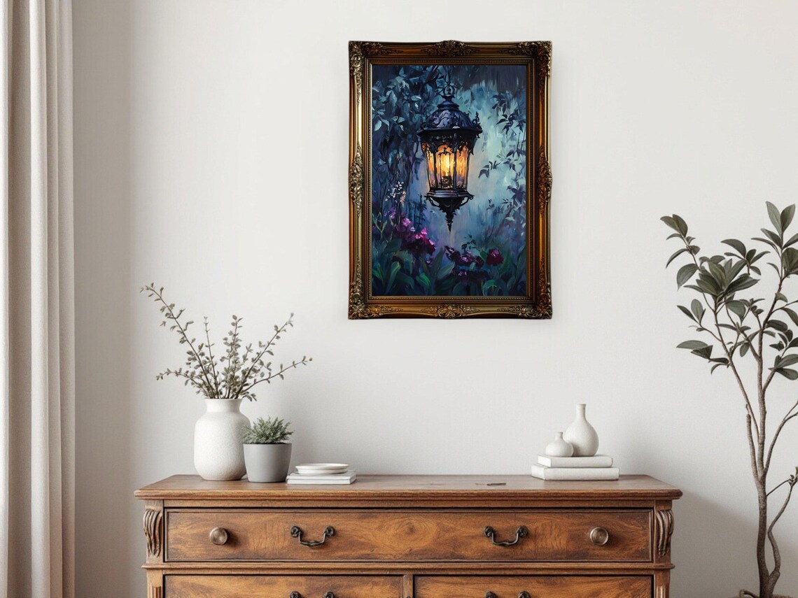 Vintage Lantern In Enchanted Garden, Nature Decor - Image 3