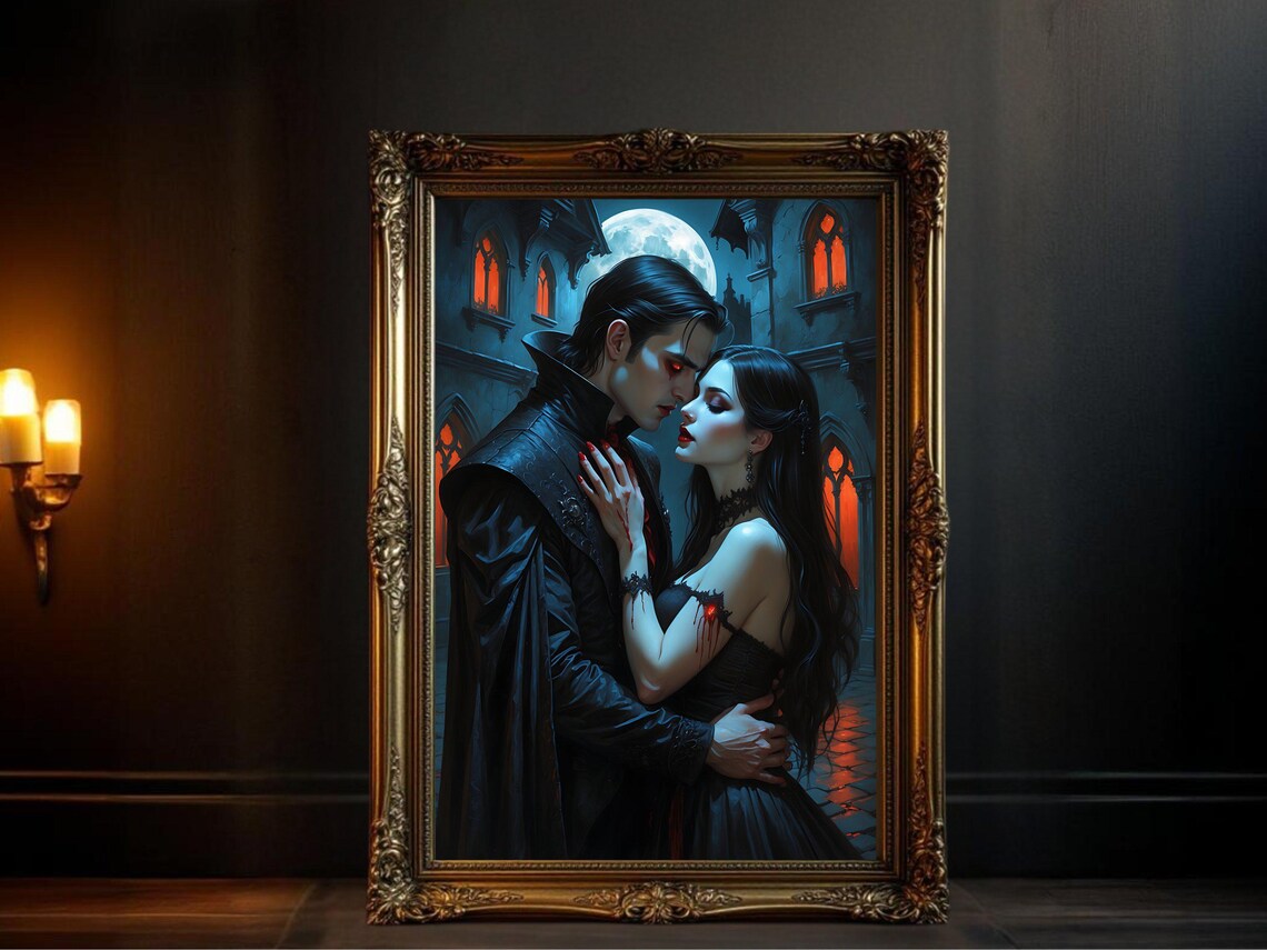Gothic Vampire Lovers Poster, Dark Romantic Decor