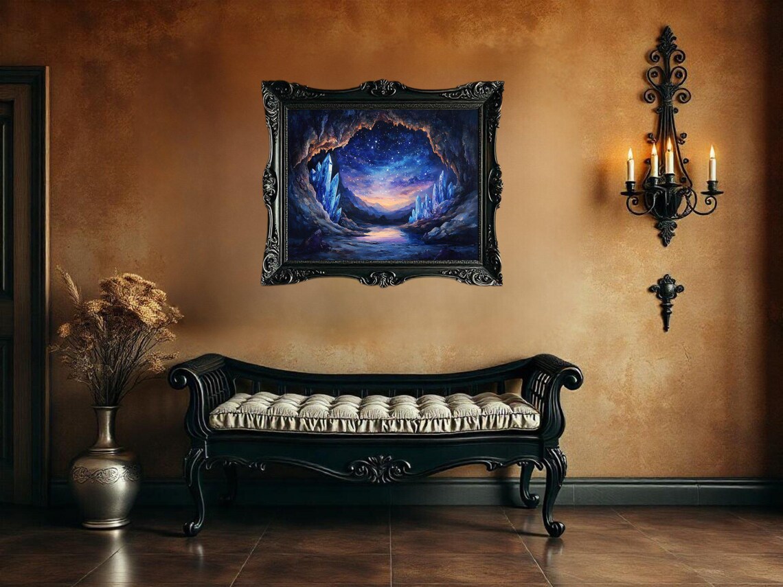 Mystical Crystal Cave - Starry Night Landscape - Image 3