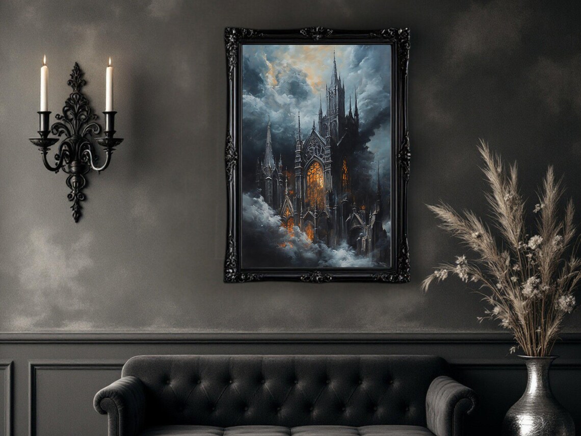 Gothic Castle Fantasy Gothic Church, Art Print - Image 2