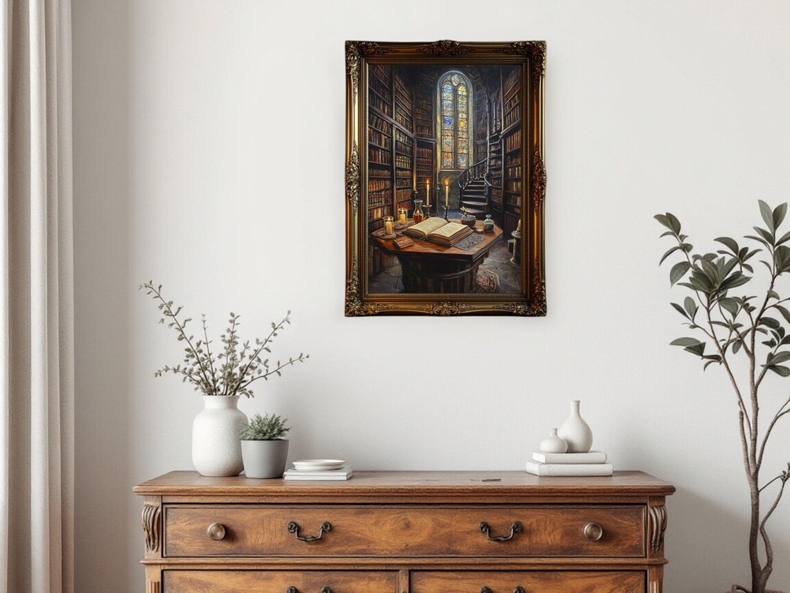 Enchanting Library Stained Glass Window, Cozy Reading Nook - Image 3