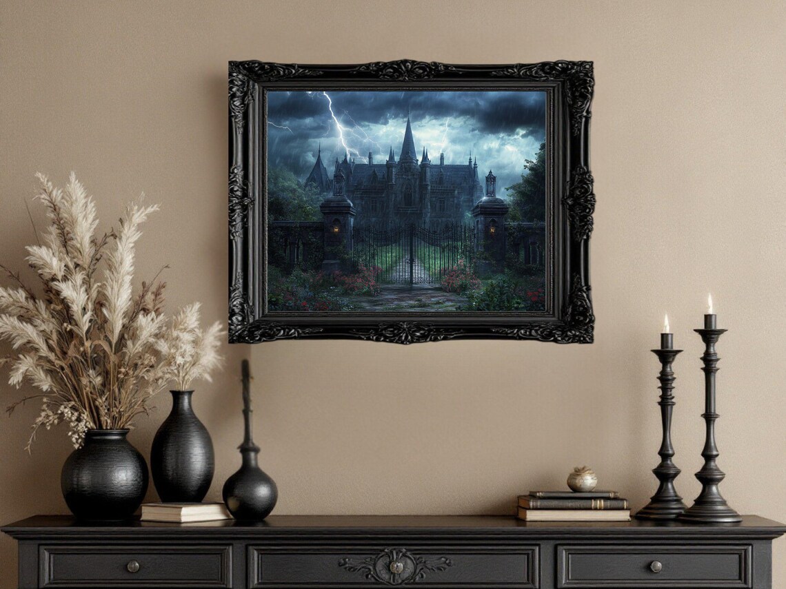 Haunted Gothic Mansion, Spooky Dark Fantasy Decor - Image 3