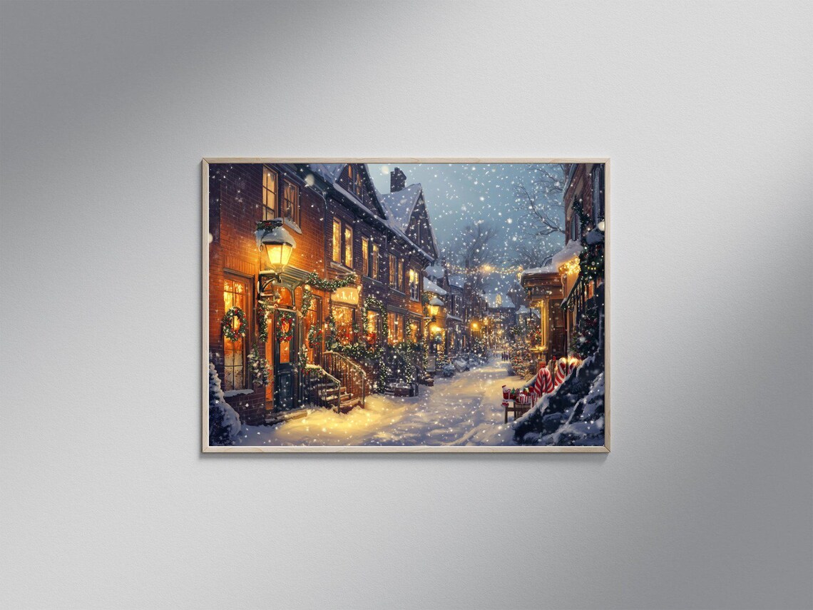 Christmas Village Town Scene, Cozy Holiday Decor