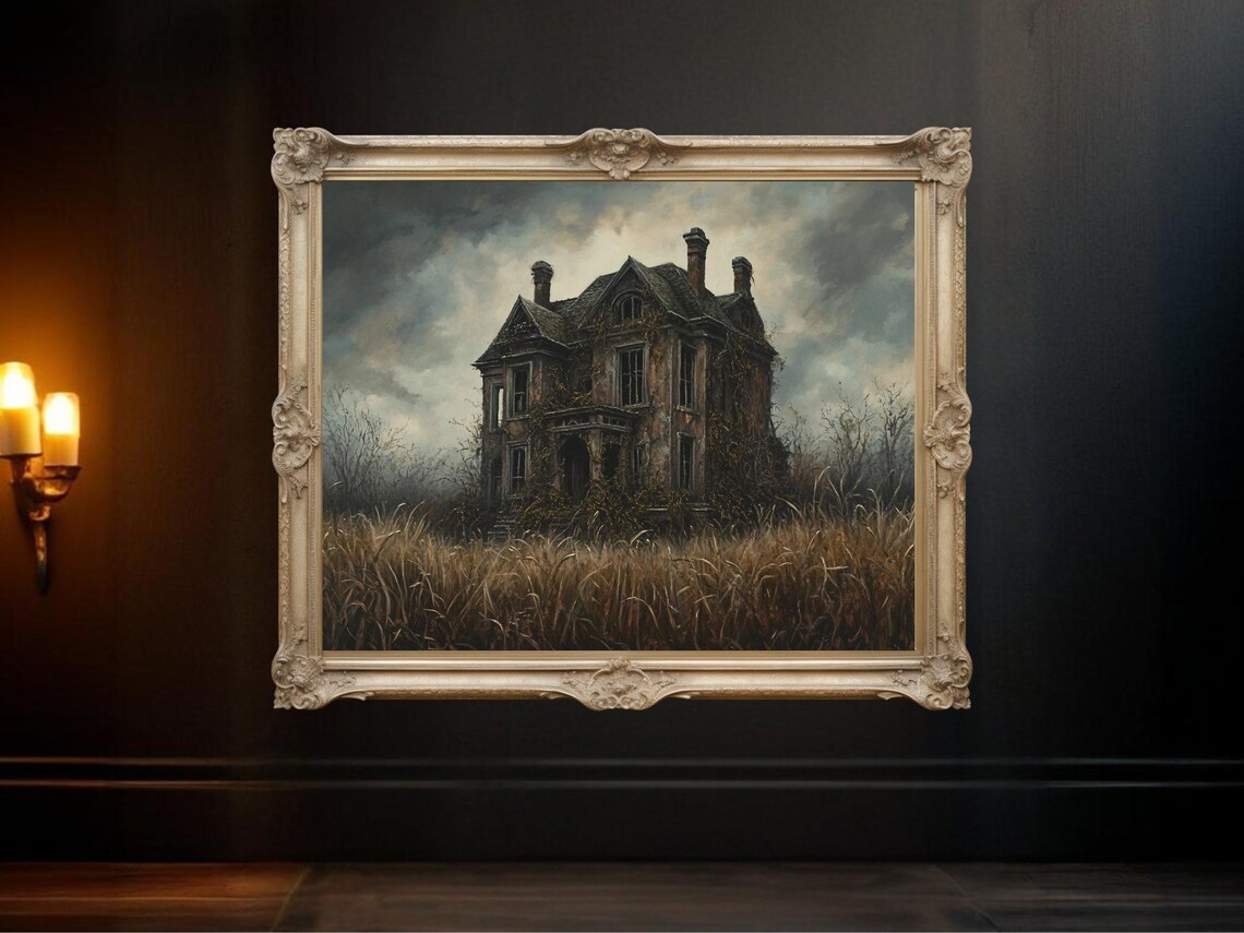 Haunted House - Spooky Gothic Halloween Art Print