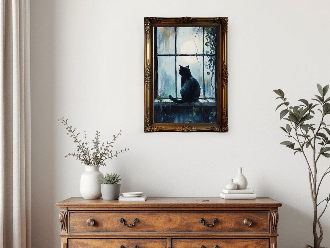Cat And Moon, Mystical Cat Window Decor - Image 3