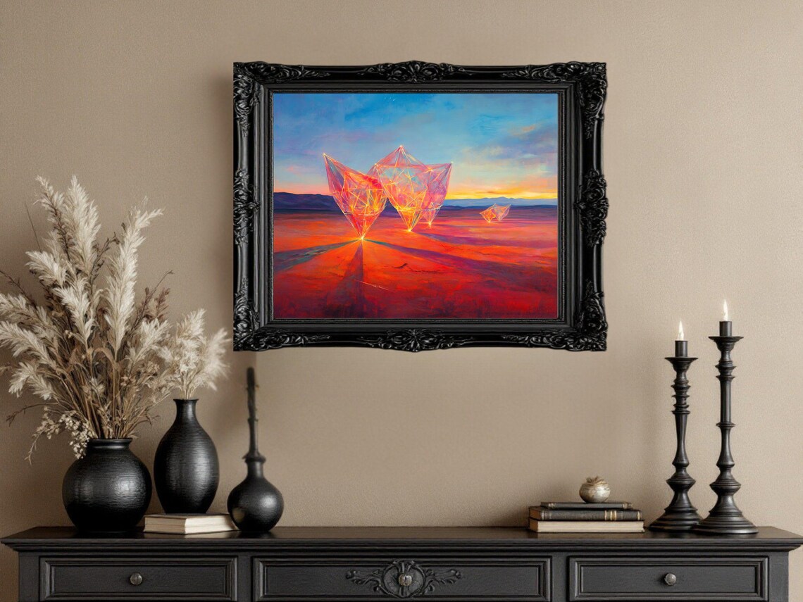 Modern Geometric Abstract Sunset Artwork - Image 2