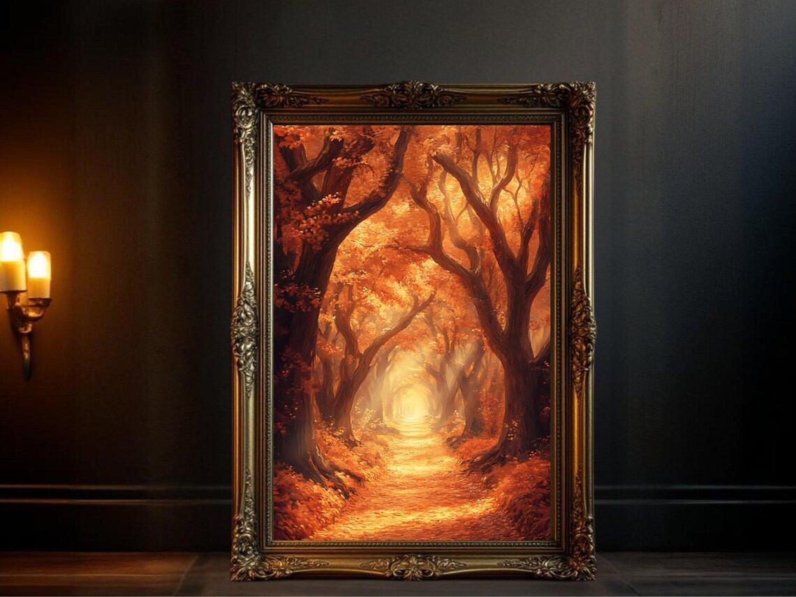 Autumn Forest Path, Nature Landscape Art Print