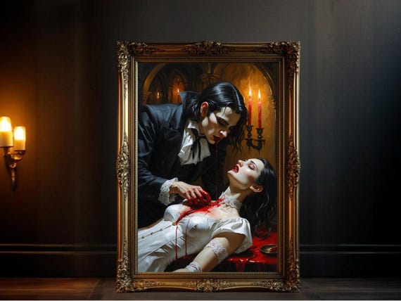 Gothic Vampire Art Print, Dark Fantasy Illustration