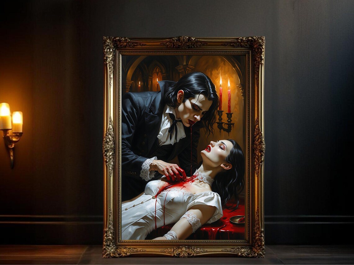 Gothic Vampire Art Print, Dark Fantasy Illustration
