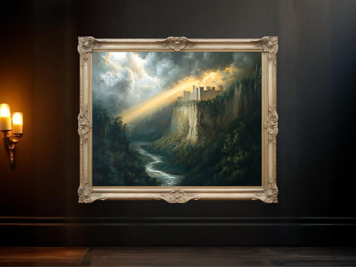 Enchanting Castle Landscape, Mystical Medieval Decor