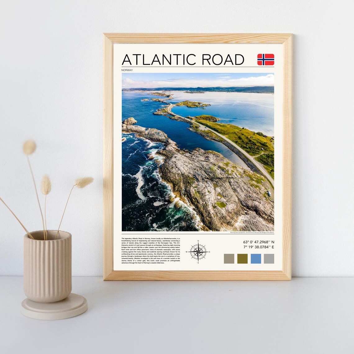 Atlantic Road Norway Aerial Ocean Causeway Bridges Coastline Poster - Image 4