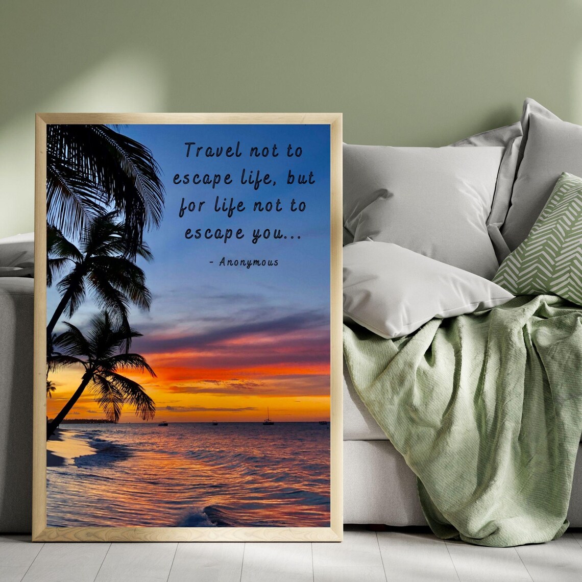Travel Not To Escape Life Tropical Palm Beach Sunset Quote Poster - Image 4