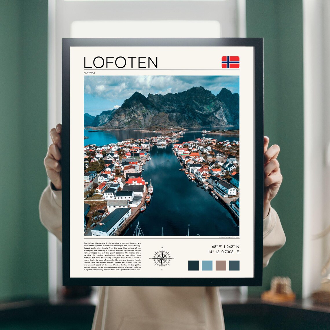 Lofoten Norway Fishing Village Fjord Mountains Arctic View Poster - Image 2