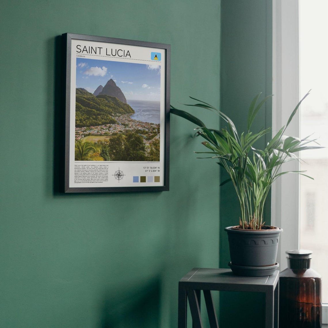 Saint Lucia Caribbean Pitons Volcanic Peaks Soufriere Coast Poster - Image 2