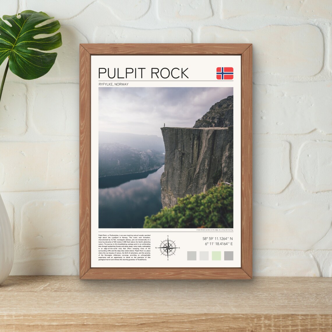 Pulpit Rock Norway Preikestolen Fjord Cliff Lysefjord Nature Poster