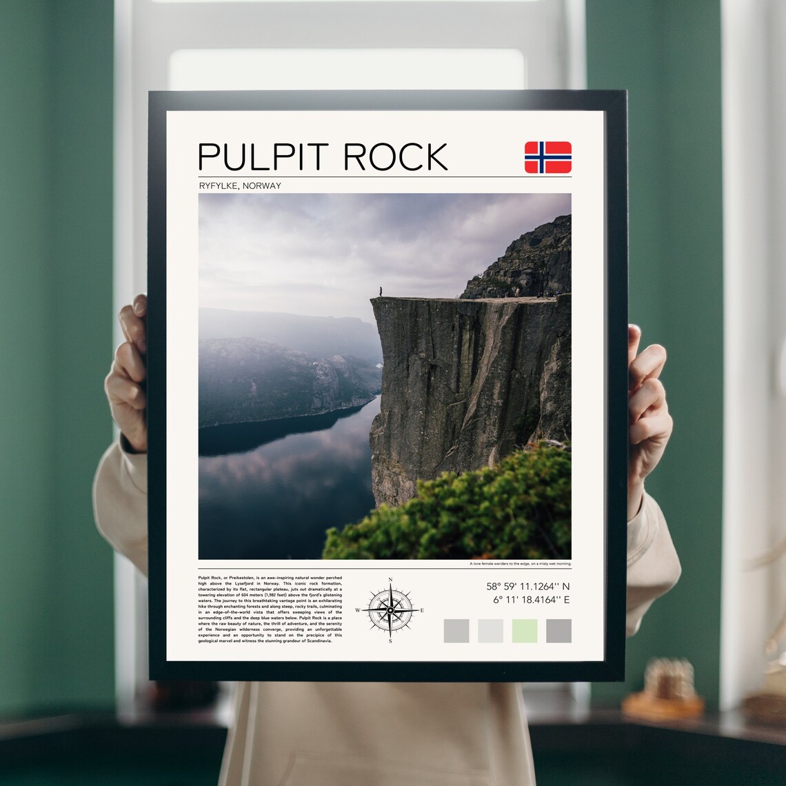 Pulpit Rock Norway Preikestolen Fjord Cliff Lysefjord Nature Poster - Image 3