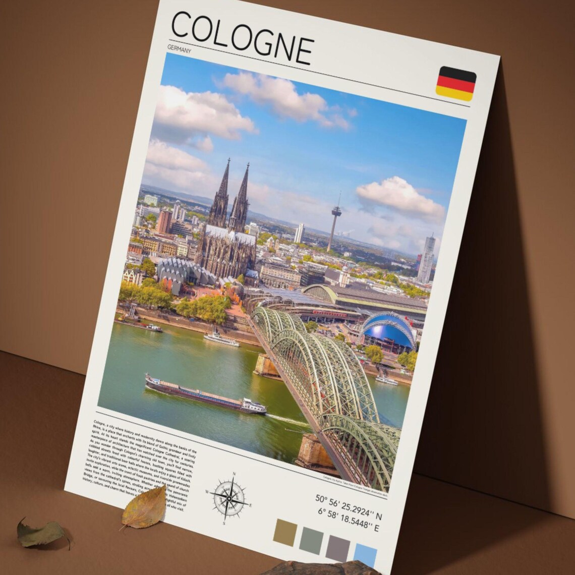 Cologne Germany Cathedral Hohenzollern Bridge Rhine Skyline Poster - Image 5