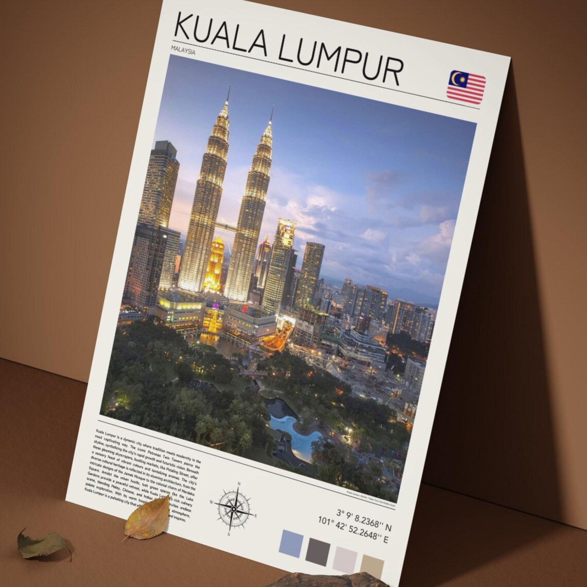 Kuala Lumpur Malaysia Petronas Towers Night Skyline Travel Poster - Image 5