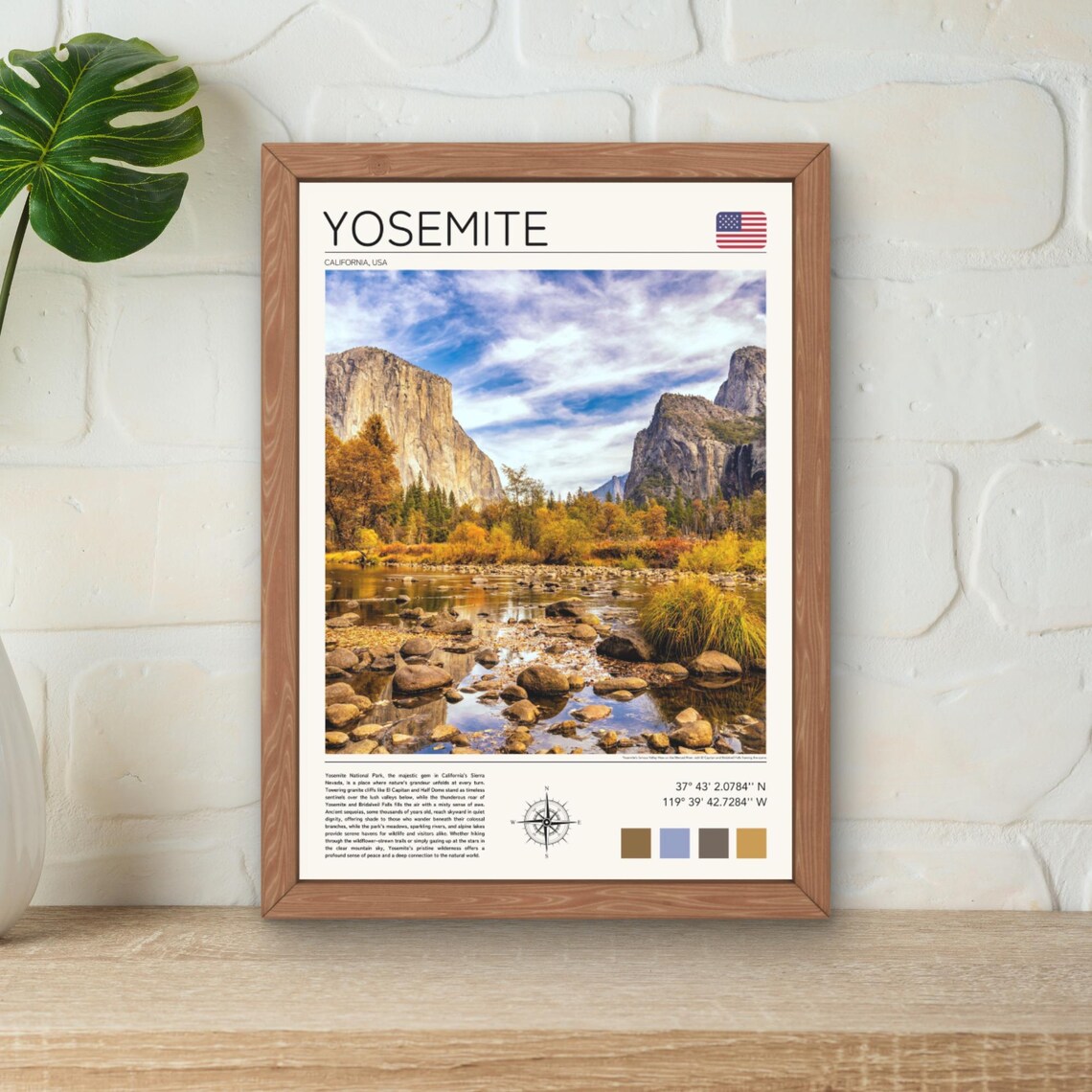 Yosemite California Granite Cliffs Valley River Autumn Travel Poster