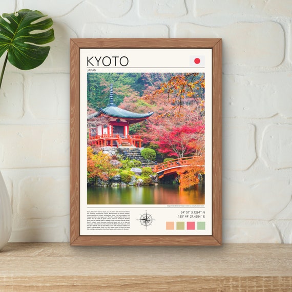 Kyoto Print Kyoto Wall Art Kyoto Japan Poster Japan Travel Art Kyoto Temple Art Japanese Temple Art Japan In The Fall