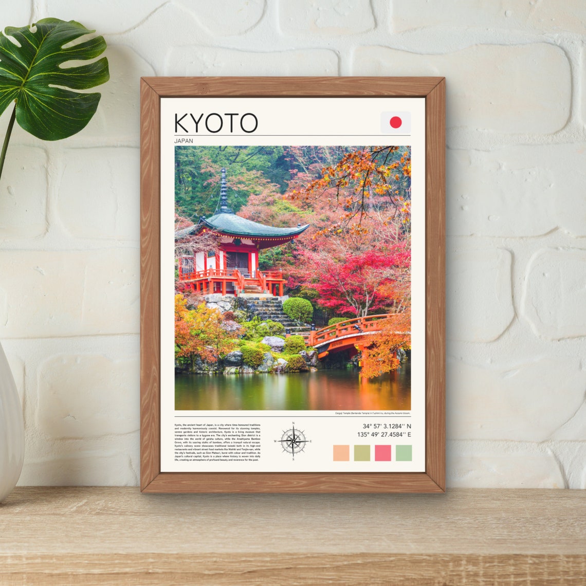 Kyoto Print Kyoto Wall Art Kyoto Japan Poster Japan Travel Art Kyoto Temple Art Japanese Temple Art Japan In The Fall