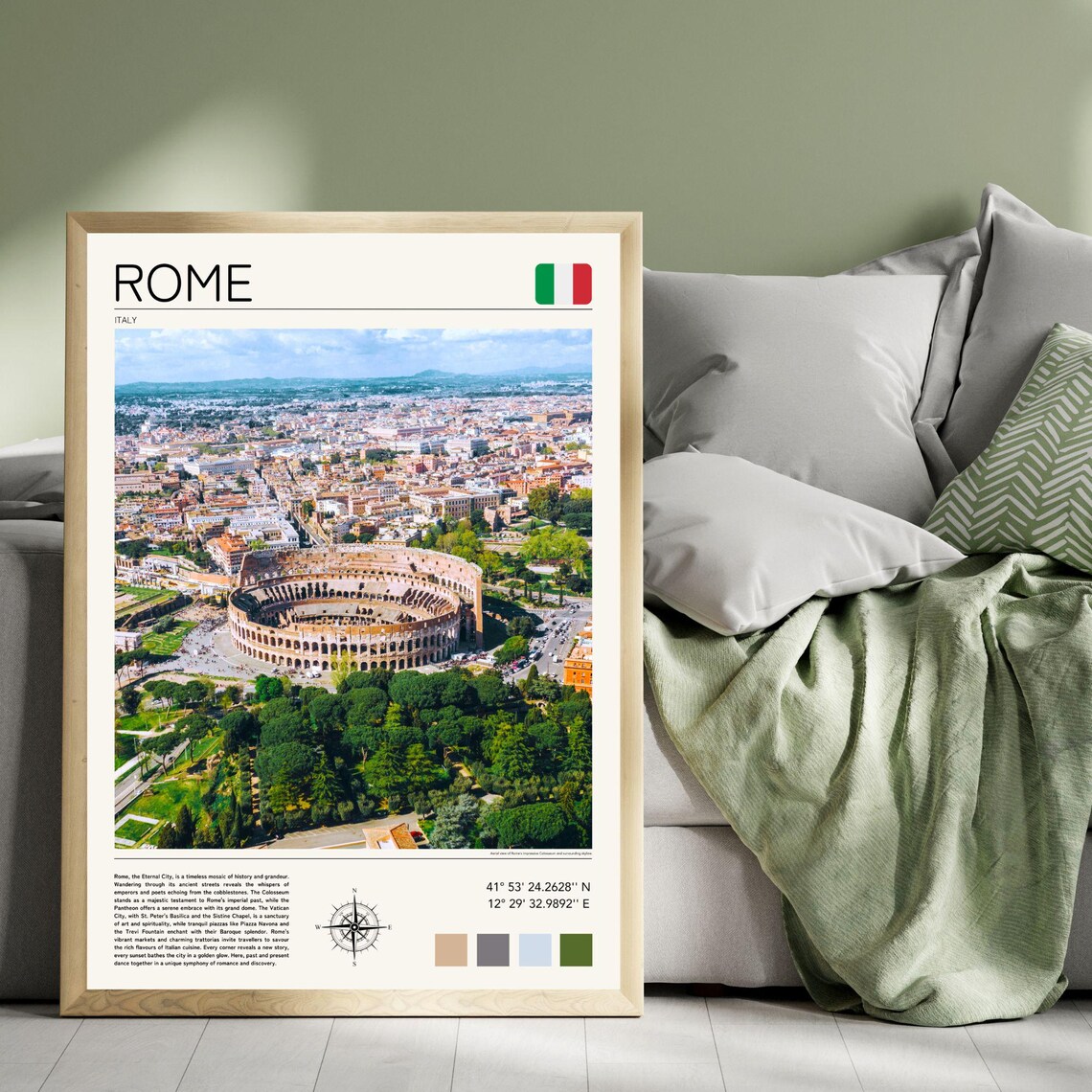 Rome Italy Ancient Colosseum Aerial Minimalist Travel Poster - Image 4