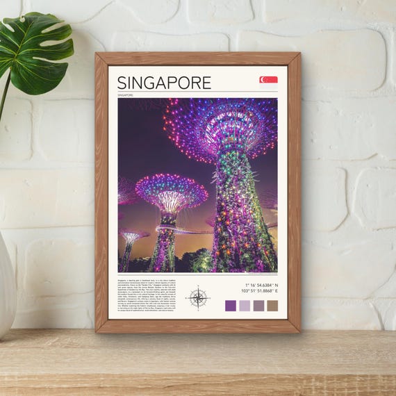 Singapore Print Singapore Poster Singapore Wall Art Gardens By The Bay Print Singapore Travel Asia Travel Art Supertree Grove Artwork