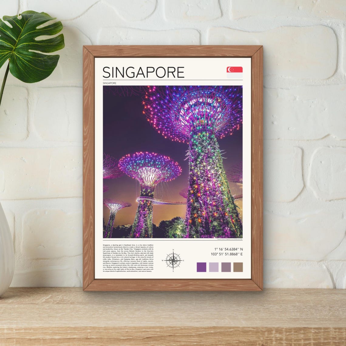 Singapore Print Singapore Poster Singapore Wall Art Gardens By The Bay Print Singapore Travel Asia Travel Art Supertree Grove Artwork