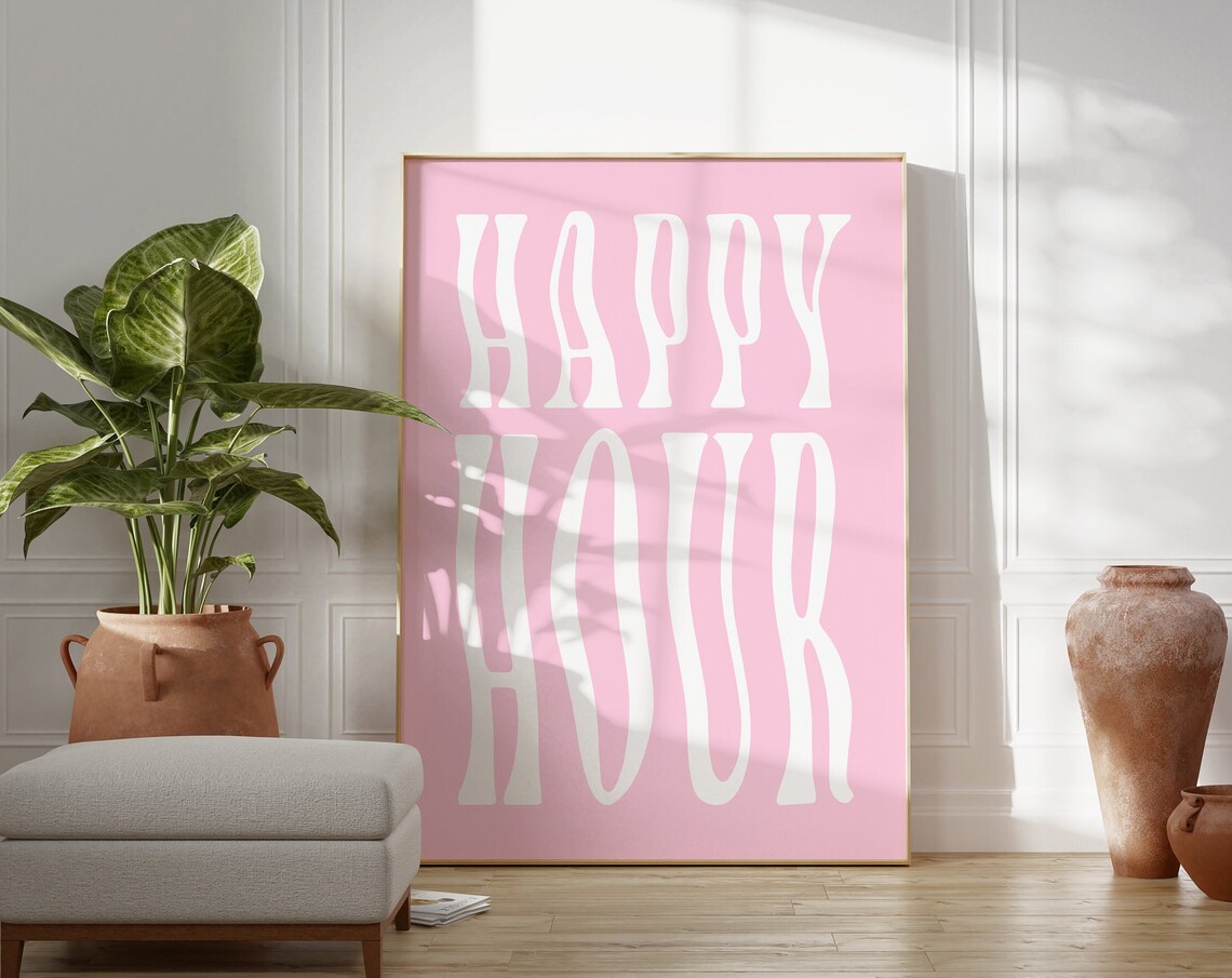 Happy Hour Cocktail Print, Bar Cart Wall Art