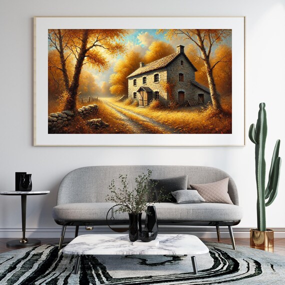 Old Stone House Impasto Artwork
