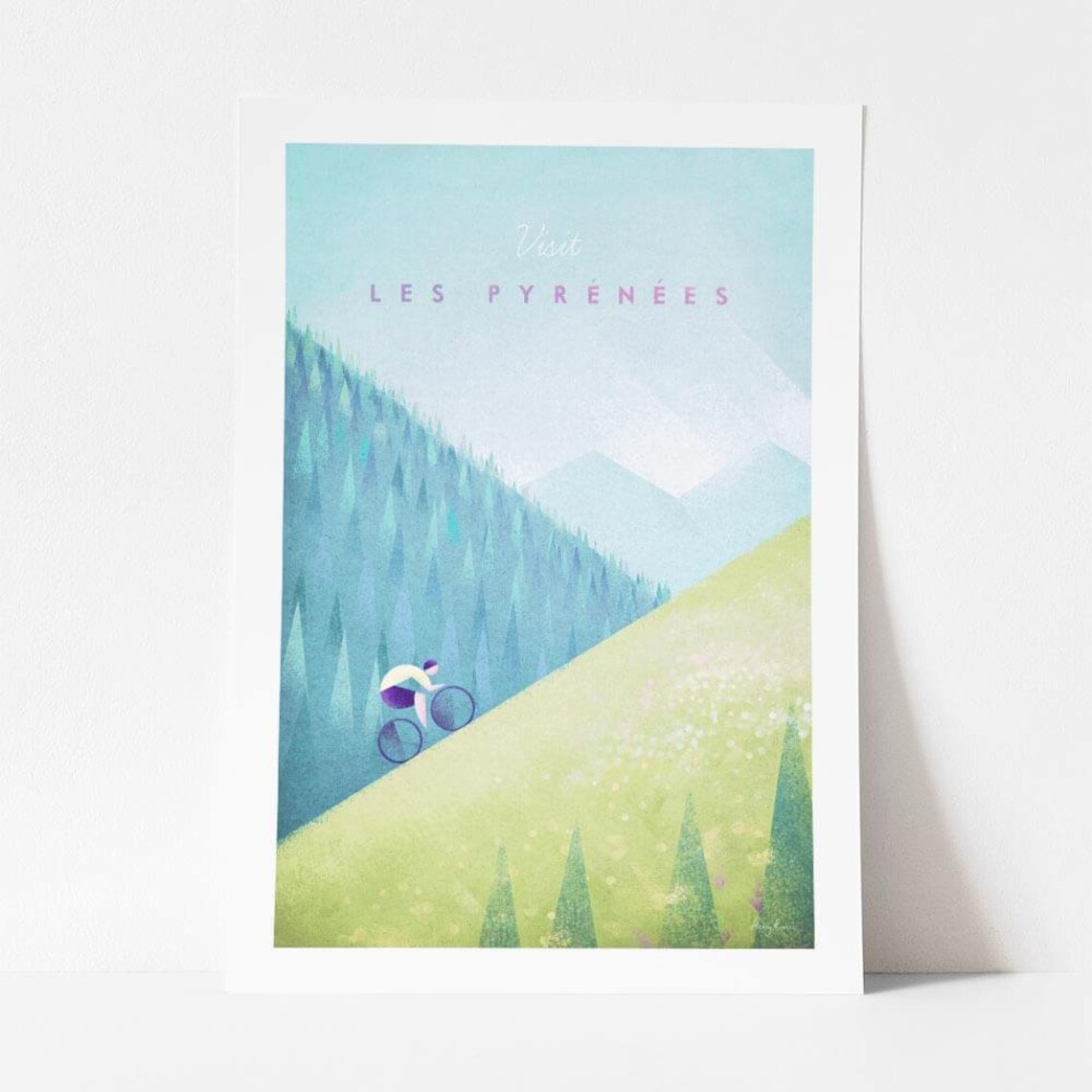 Pyrenees Cycling Travel Poster, Minimalist Vintage Retro - Image 4